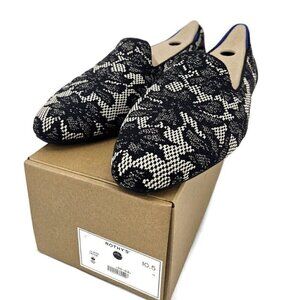 New Rothy's Almond Loafer Black Chantilly Womens 10.5 Flats Lace